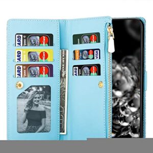 BOYUHII Silicone Protective Case for Phone for Samsung Galaxy A51 Multi-Card Slots Starry Sky Laser Carving Glitter Zipper Horizontal Flip Leather Case with Holder & Wallet & Lanyard ATCYE