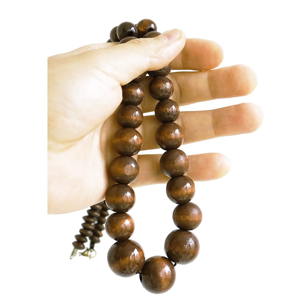 Xianli Wang Natural Wood Beads Necklace for Men Women Wooden Chain Unisex Chunky Bead Necklaces