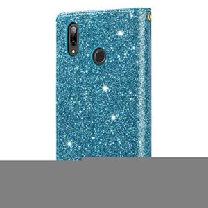 BOYUHII Silicone Protective Case for Phone for Samsung Galaxy A20e / A10e Multi-Card Slots Starry Sky Laser Carving Glitter Zipper Horizontal Flip Leather Case with Holder & Wallet & Lanyard ATCYE