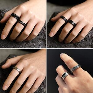 Stainless Steel Band Rings for Men, Sliver Fidget Rings for Anxiety for Women, Cool Plain Spinner Ring Set, Black Mens Wedding Band Ring Pack (10)