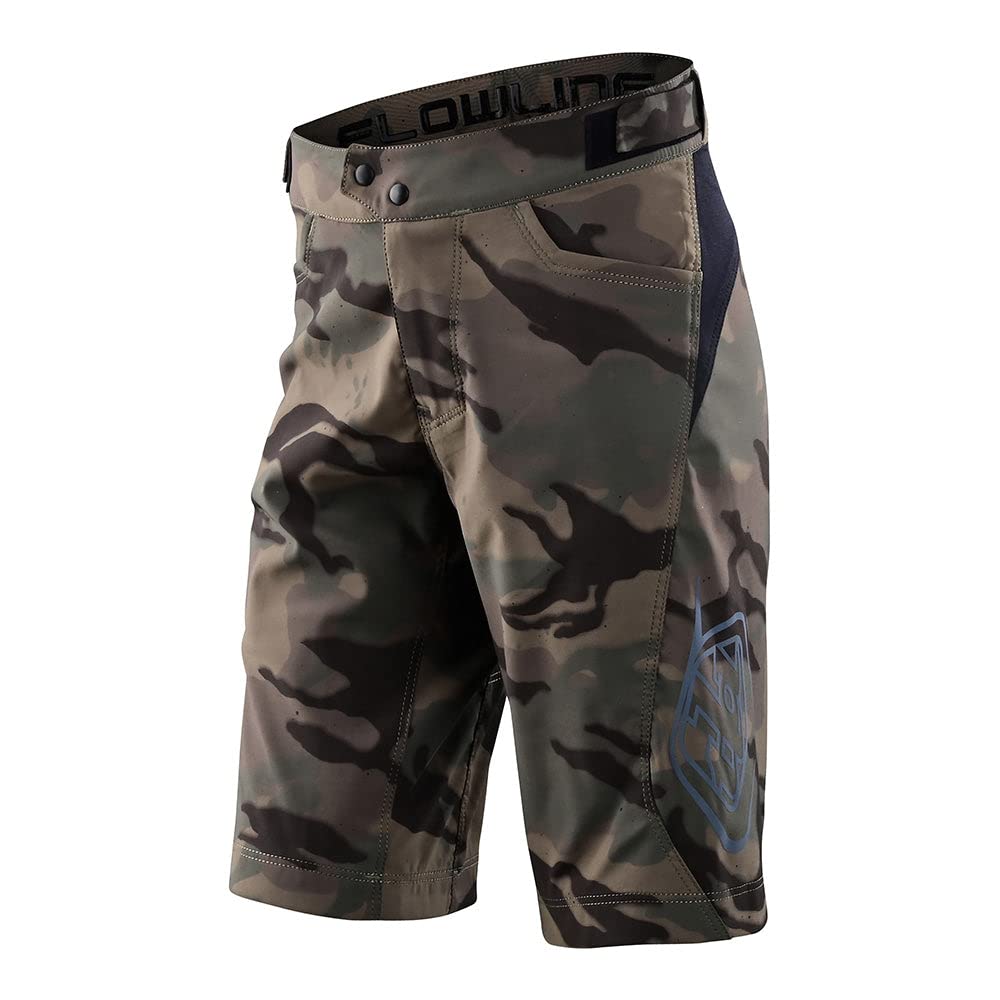 Troy Lee Designs Cycling Mountain Bike Trail Biking MTB Bicycle Shorts for Youth, FLOWLINE Short NO Liner (26, Spray CAMO Army)