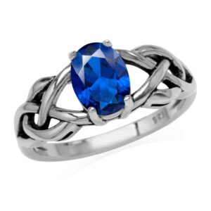 Silvershake Create Blue Sapphire Gemstone 925 Sterling Silver Celtic Knot Weave Solitaire Ring Jewelry September Birthstone Size 11