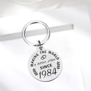 ABNTY 40th Birthday Gifts for Women Men, 40 Year Old Birthday Keychain, Born in 1984 Gifts, 1984 Birthday Decorations