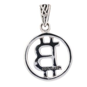 Jewelry Trends Crypto Sterling Silver Small Bitcoin Symbol Cryptocurrency Pendant