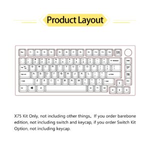 KPREPUBLIC NextTime X75 75% Gasket Mechanical Keyboard kit PCB Hot Swappable Switch Lighting effects RGB switch led type c Next Time 75 (X75 White Barebone Kit x1)