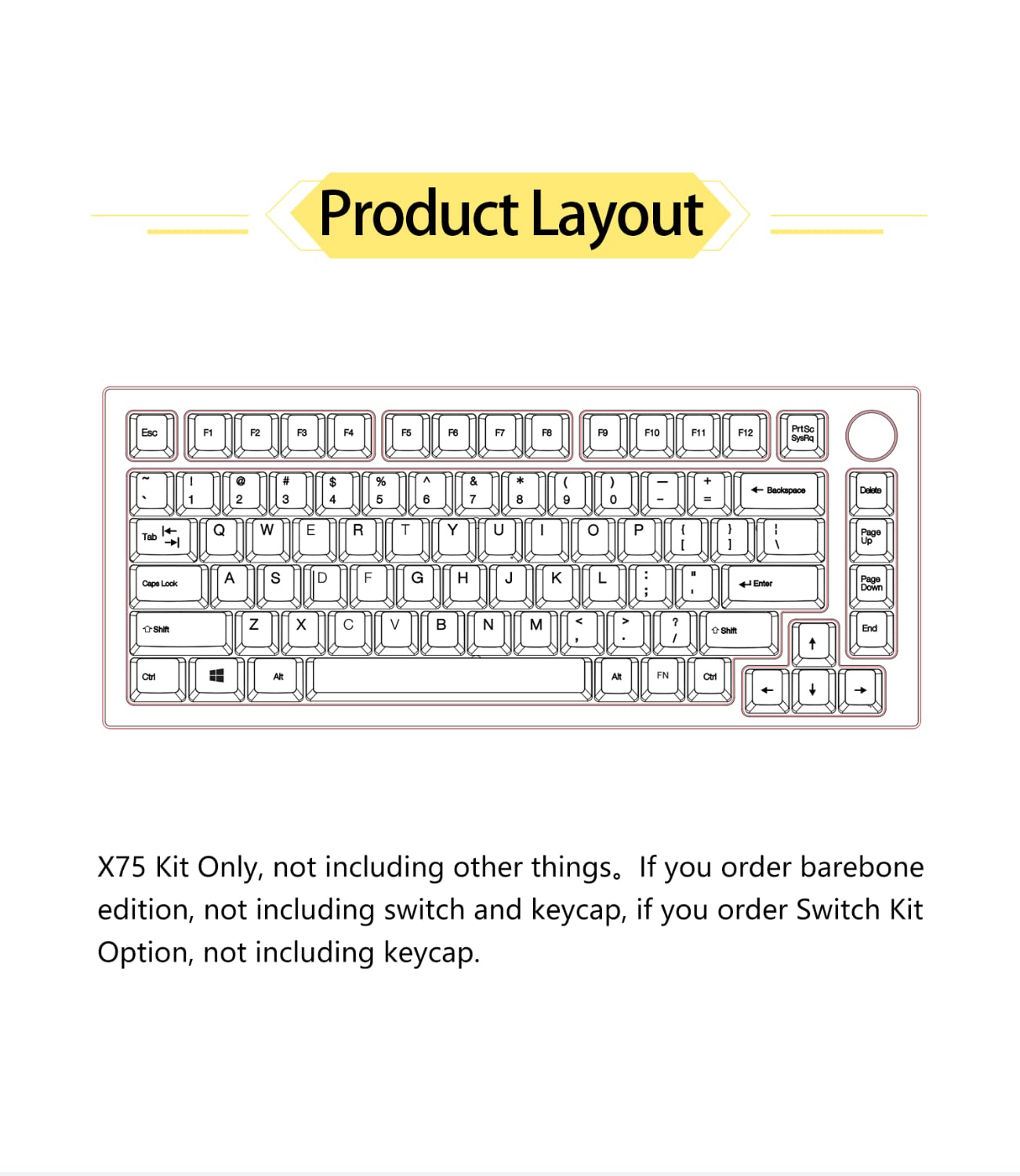 KPREPUBLIC NextTime X75 75% Gasket Mechanical Keyboard kit PCB Hot Swappable Switch Lighting effects RGB switch led type c Next Time 75 (X75 White Barebone Kit x1)