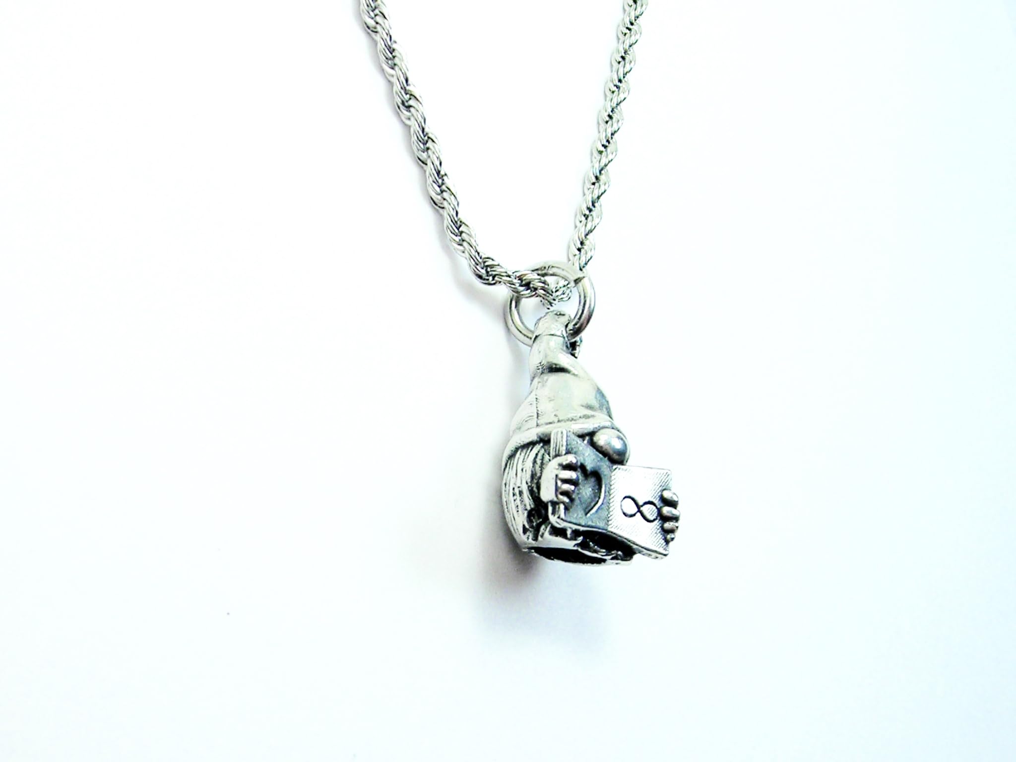 ChubbyChicoCharms Book Lover gnome 3D charm 20" Chain Necklace With Focal Charm Made In USA from Genuine American Pewter! For Women, Girls, Teen