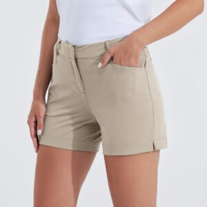 Willit Women's 4.5" Golf Shorts Hiking Athletic Shorts with Pockets Quick Dry Water Resistant Khaki Size 8