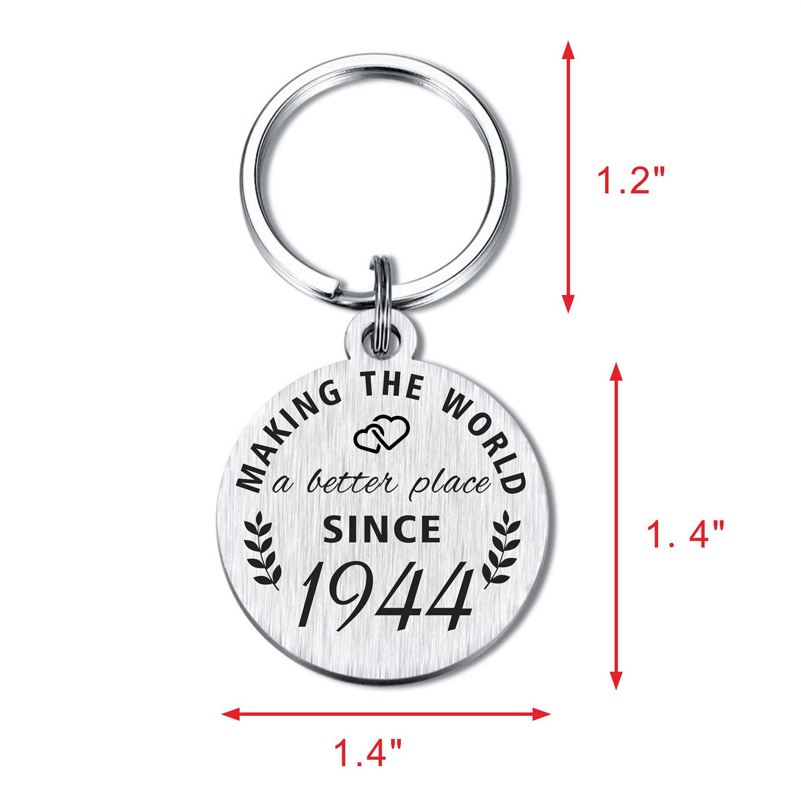 ABNTY 80th Birthday Gifts for Women Men, 80 Year Old Birthday Keychain, Born in 1944 Gifts, 1944 Birthday Decorations