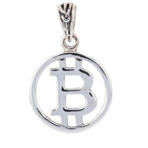 Jewelry Trends Crypto Sterling Silver Small Bitcoin Symbol Cryptocurrency Pendant