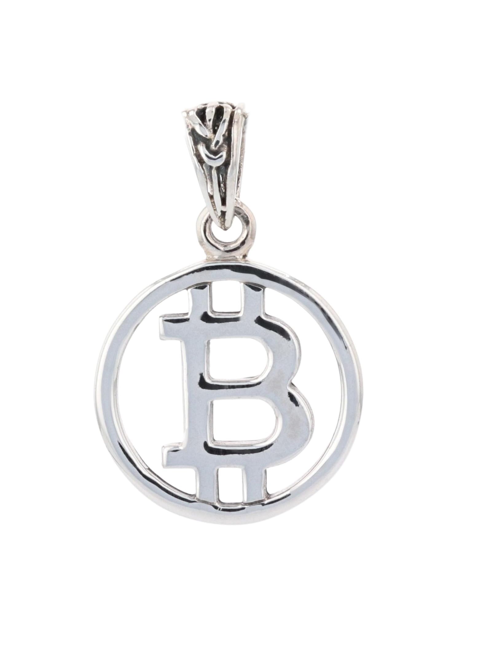 Jewelry Trends Crypto Sterling Silver Small Bitcoin Symbol Cryptocurrency Pendant