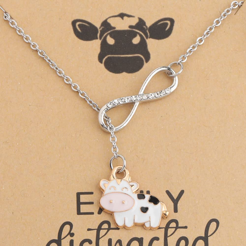 MAOFAED Cows Gift Cows Lover Gift Easily Distracted By Cows Cow Jewelry Cow Owner Gift Pet Cow Gift (by cow card ne)