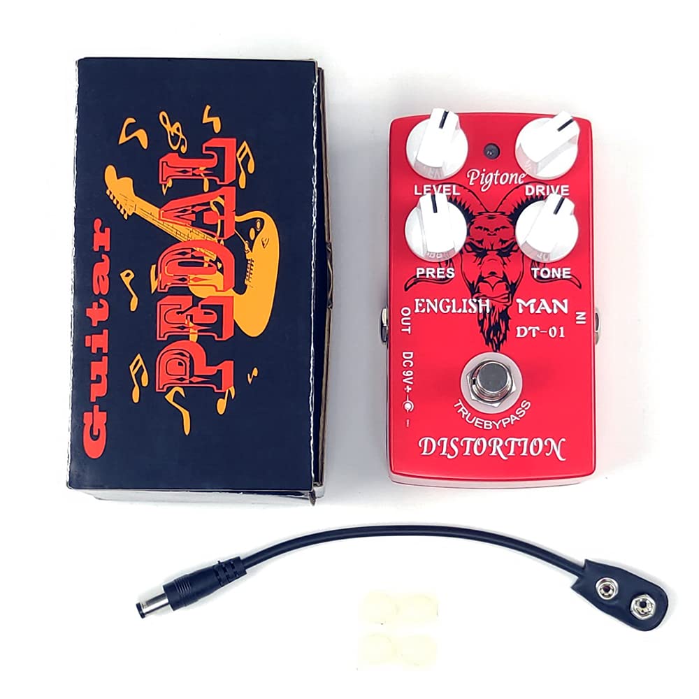 PP-24 Guitar Effect Pedal Classic Distortion Analog DC 9V True Bypass (Red)