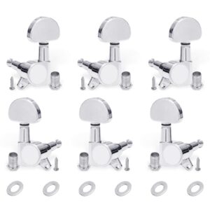 SAPHUE 6 Pieces 3L3R Guitar tuner pegs,Guitar Sealed Fan-shaped Tuning Pegs Tuner Machine Heads for Acoustic Electric Guitar Guitar Parts (Chrome)