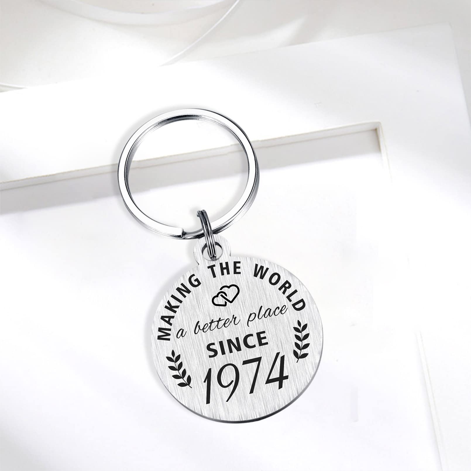 ABNTY 50th Birthday Gifts for Women Men, 50 Year Old Birthday Keychain, Born in 1974 Gifts, 1974 Birthday Decorations