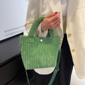 Women's Corduroy Shoulder Bag Small Crossbody Bag Casual Tote Bag Messenger Purse Handbag