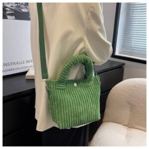 Women's Corduroy Shoulder Bag Small Crossbody Bag Casual Tote Bag Messenger Purse Handbag