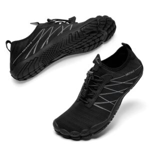 HIITAVE Women Water Shoes Quick Dry Barefoot Aqua Shoes for Beach Swim Pool Kayaking River Surfing Black Size 11 Women M US