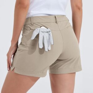 Willit Women's 4.5" Golf Shorts Hiking Athletic Shorts with Pockets Quick Dry Water Resistant Khaki Size 8