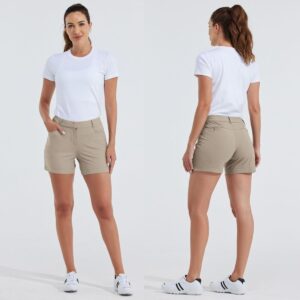 Willit Women's 4.5" Golf Shorts Hiking Athletic Shorts with Pockets Quick Dry Water Resistant Khaki Size 8