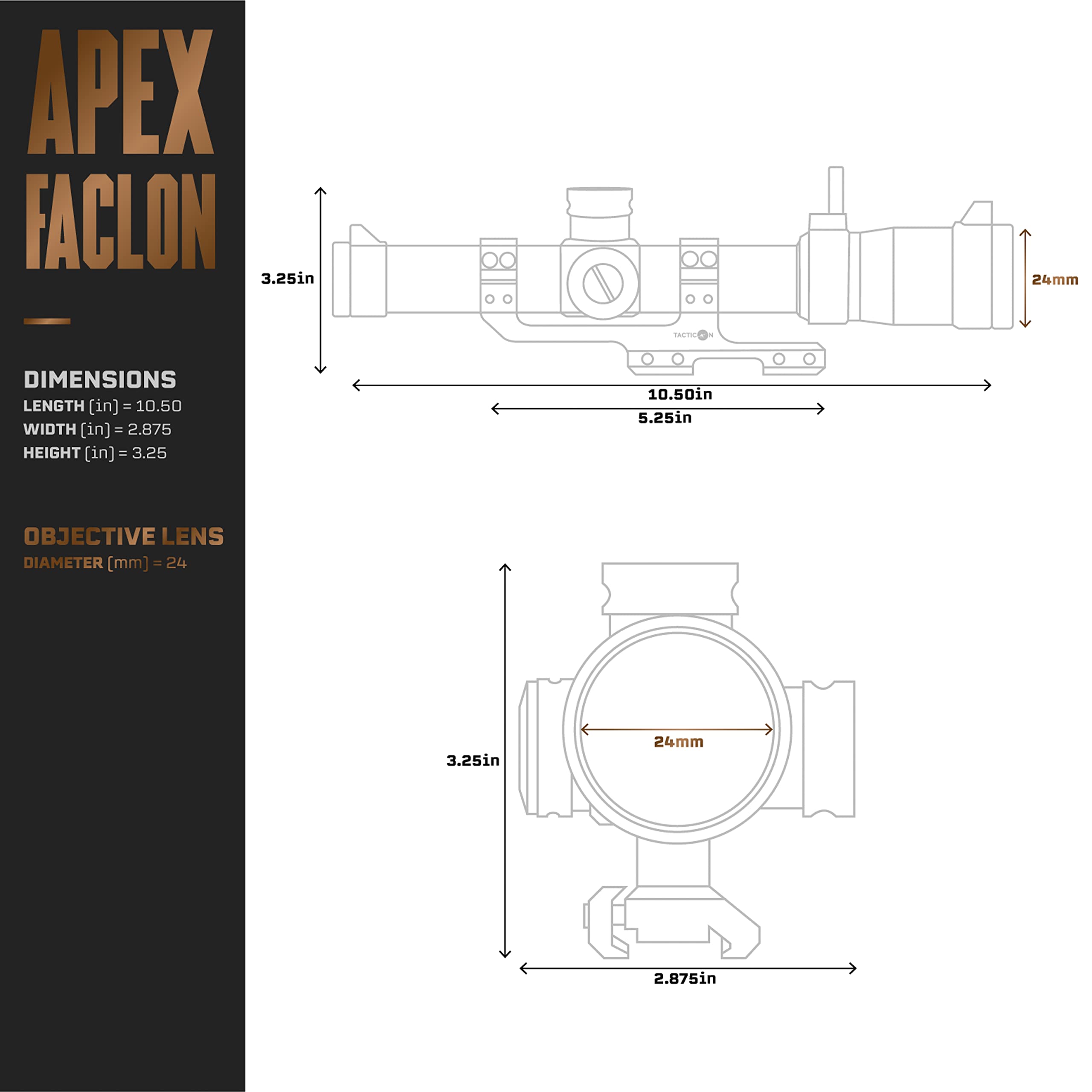 Tacticon Apex Falcon 1-6 x 24mm FFP LPVO Scope with Cantilever Mount | Combat Veteran Owned Company | Tactical Low Power Variable Optic with Illuminated Red Mil-Dot Reticle for Rifle