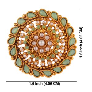 Efulgenz Indian Jewelry Rings for Women Crystal Kundan Rings for Women Antique Round Faux Pearl Crystal Kundan Bollywood Adjustable Big Finger Ring for Women