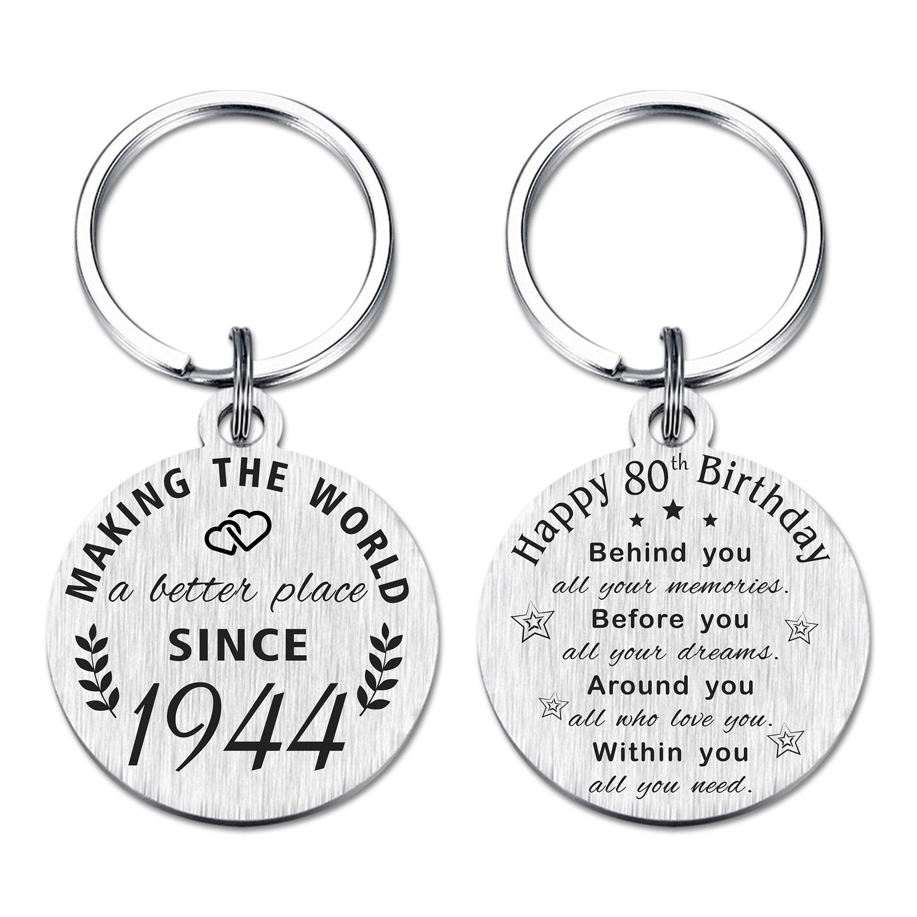 ABNTY 80th Birthday Gifts for Women Men, 80 Year Old Birthday Keychain, Born in 1944 Gifts, 1944 Birthday Decorations