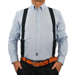 MELOTOUGH Perry Suspenders Men's Elastic Hook End Camouflage Belt Clip Suspenders(Black)