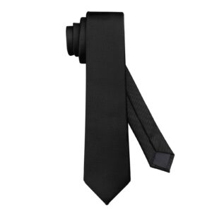 kooelle men's skinny ties solid pure color 2.35" (6cm) plain formal slim black ties for men