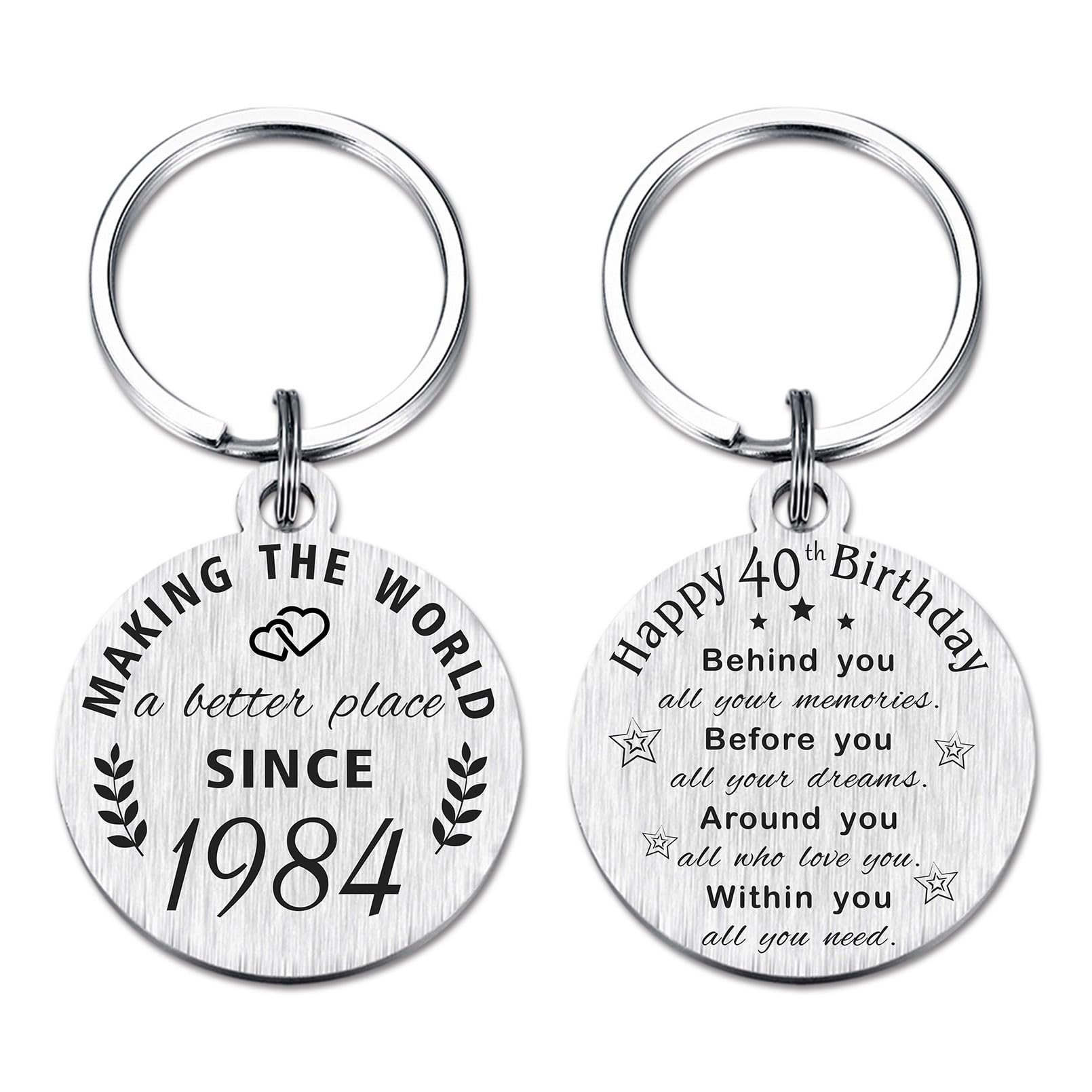 ABNTY 40th Birthday Gifts for Women Men, 40 Year Old Birthday Keychain, Born in 1984 Gifts, 1984 Birthday Decorations