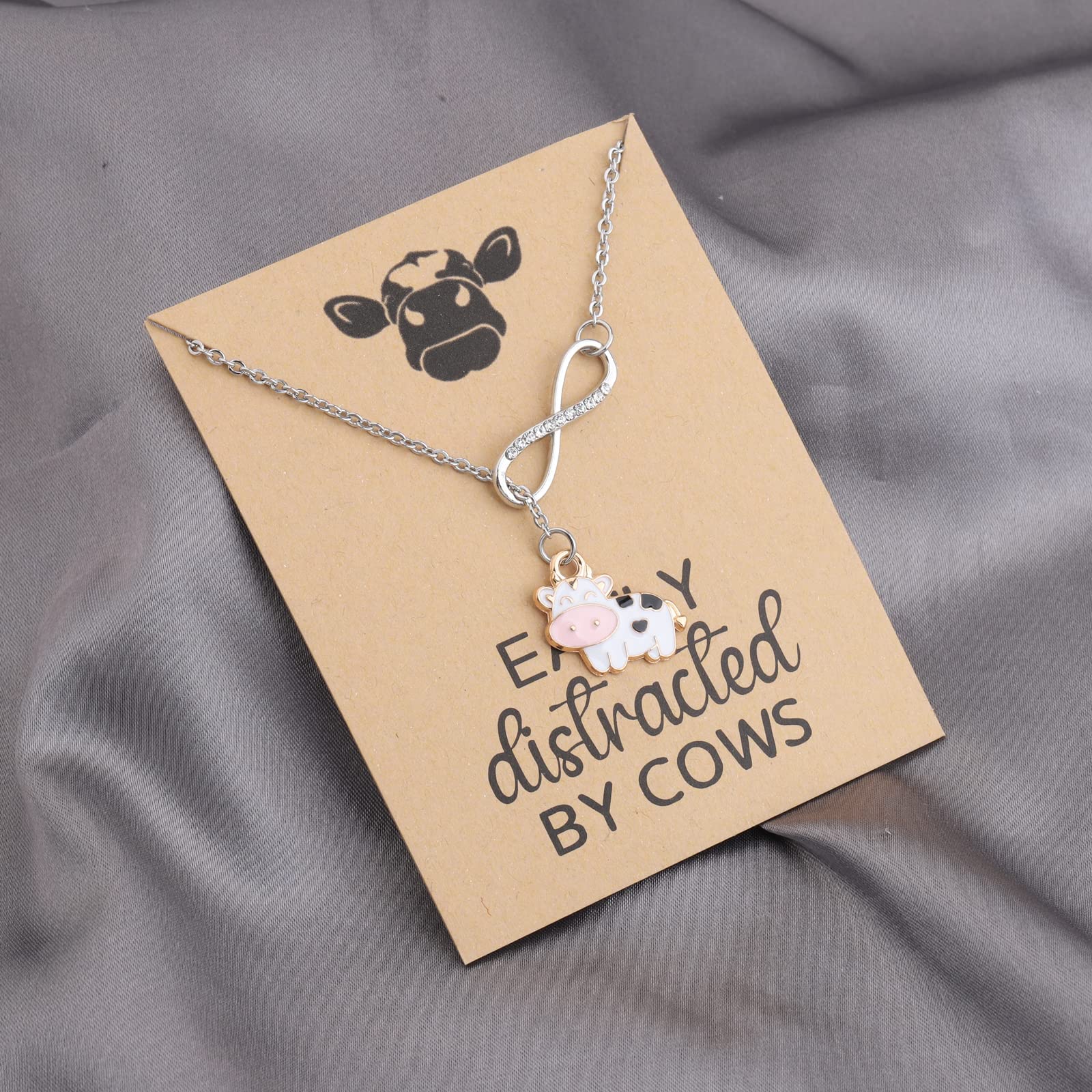 MAOFAED Cows Gift Cows Lover Gift Easily Distracted By Cows Cow Jewelry Cow Owner Gift Pet Cow Gift (by cow card ne)