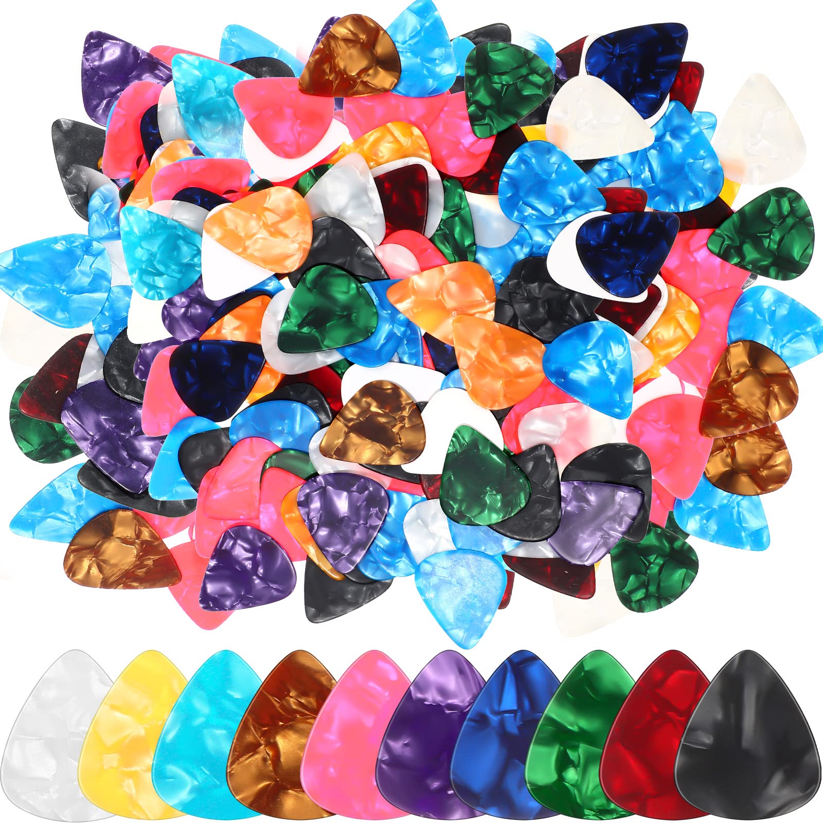 Yeshone 600 Pcs Guitar Picks Celluloid Guitar Pick Plectrums Guitar Picks for Acoustic Guitar Plectrum Guitar Pick Acoustic Guitar Picks for Electric Guitars(Multicolor,0.46mm, 0.71mm, 0.96mm)