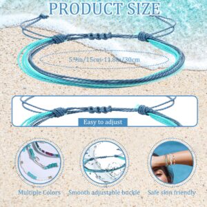 LOLIAS 24 Pieces Waterproof String Bracelets for Women Surfer Wave Boho Bracelet Adjustable Handmade Friendship Bracelet String Ocean Beach Boho Bracelets Anklets for Women Ocean