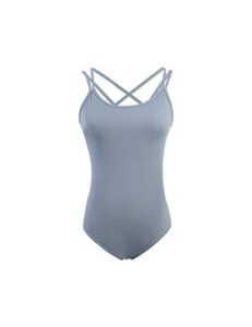 cuulrite ballet leotards for women with bra, high cut camisole nylon dance leotard/aerial yoga outfit, grey