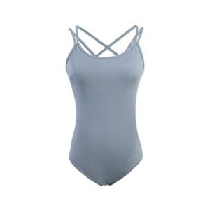 Cuulrite Ballet Leotards for Women with Bra, High Cut Camisole Nylon Dance Leotard/Aerial yoga Outfit, Grey