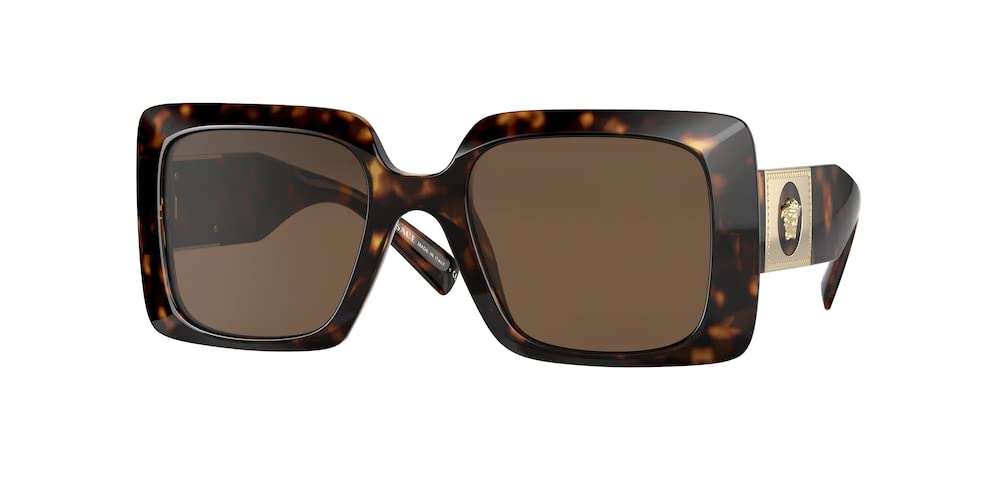 Versace VE4405 108/73 54MM Havana/Dark Brown Rectangular Sunglasses for Women + BUNDLE With Designer iWear Eyewear Kit