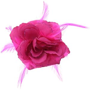 Topkids Accessories Rose Flower Hair Clip Hairband Floral Corsage Fascinator Hair Band Aligator Beak Grip for Women & Girls Wedding Prom Party Special Occasion (Fuchsia)