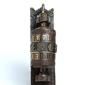 Foomantra Tibetan Wall Prayer Wheel - Crafted on Brass and Copper from Nepal