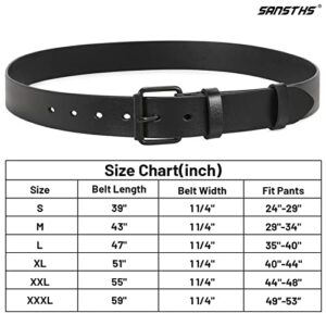 SANSTHS Women Black Casual Leather Belt with Gold Buckle Ladies Dress Belt for Jeans Pant 1.45" Width