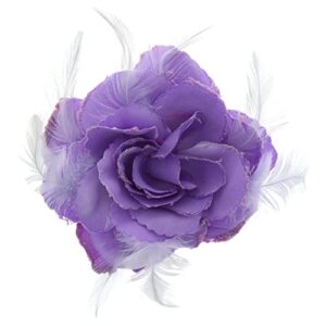 Topkids Accessories Rose Flower Hair Clip Hairband Floral Corsage Fascinator Hair Band Aligator Beak Grip for Women & Girls Wedding Prom Party Special Occasion (Lilac)