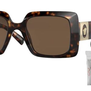 Versace VE4405 108/73 54MM Havana/Dark Brown Rectangular Sunglasses for Women + BUNDLE With Designer iWear Eyewear Kit