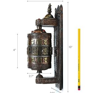 Foomantra Tibetan Wall Prayer Wheel - Crafted on Brass and Copper from Nepal