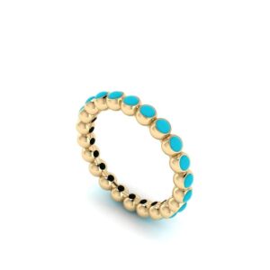 Full Band Turquoise Band Ring 925 Sterling Silver Turquoise Wedding Band 14k Turquoise Birthstone Ring By JEWELOVESTORE (10, Gold)