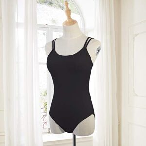 Cuulrite Ballet Leotards for Women, High Cut Camisole Black Nylon Dance Leotard/Aerial yoga Outfit