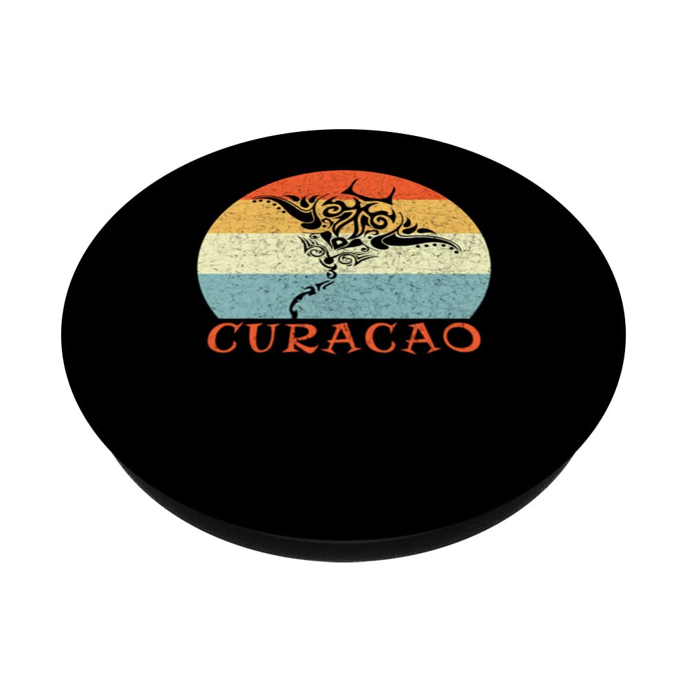 Curacao, West Indies Vintage Tribal Manta Ray Vacation PopSockets Swappable PopGrip