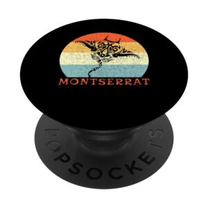 Montserrat, West Indies Vintage Tribal Manta Ray Vacation PopSockets Swappable PopGrip