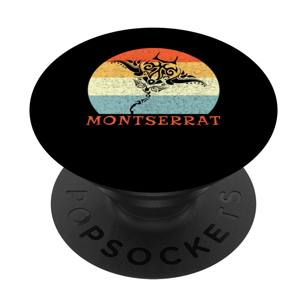 Montserrat, West Indies Vintage Tribal Manta Ray Vacation PopSockets Swappable PopGrip