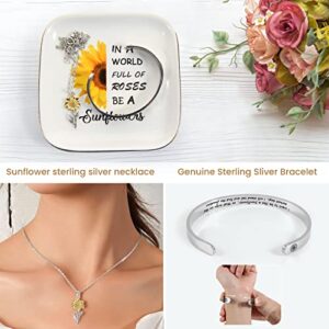 Sunflower Gifts for Women, Fabulous Birthday Gifts Baskets for Women Daughter Mom Sister Best Friend, Care Package with Sunflower Tumbler Bath Bombs Necklace Bracelet Jewelry Dish Socks