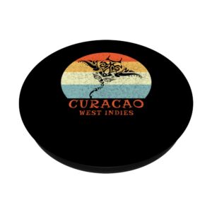 Curacao, West Indies Vintage Tribal Manta Ray Vacation PopSockets Swappable PopGrip