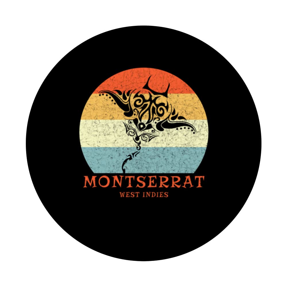 Montserrat, West Indies Vintage Tribal Manta Ray Vacation PopSockets Swappable PopGrip